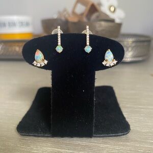 14k gold plated opal stud collection, brand new and beautiful!!